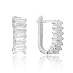 Brillant Baguette Zircon Pierre LathBack Boucles D'oreilles Theia Argent Turc Fabriqué À La Main En Gros 925 Bijoux En Argent Sterling - Product Image 4