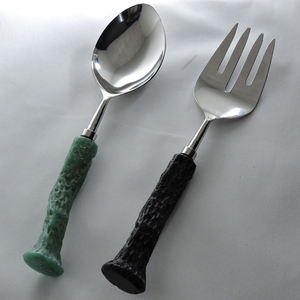 Utensilios de cocina de madera, servidor de ensalada, resina de acero inoxidable con chapado en cobre, servidor de ensalada, accesorios de cocina, utensilios de cocina - Product Image 6