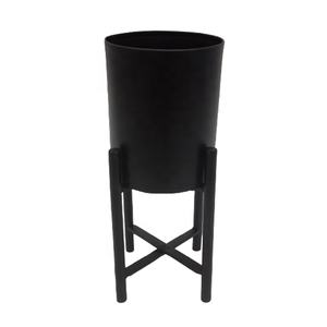 Macetero redondo de Metal decorativo para sala de estar, con soporte, suelo negro mate, tamaño grande, decoración de jardín para interior y exterior, hecha a mano - Product Image 5