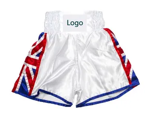 カスタマイズされた英国旗ボクシングファイトショーツはあなた自身のMMAボードボクシングアスレチックムエタイショートジムショートYasinWearsを作ります