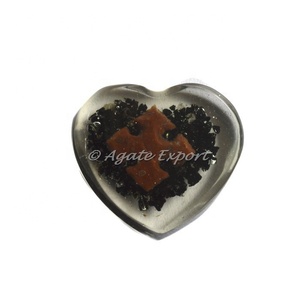 Cabujones de Orgón de Ágata Negra Tallados en Forma de Corazón para Decoración del Hogar Feng Shui, Producto de Sanación y Amor - Product Image 1