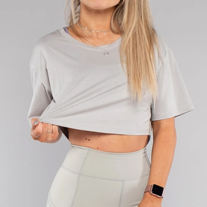 Camiseta de gran tamaño 95% algodón 5% Spandex, camiseta de entrenamiento cómoda recortada, venta al por mayor - Product Image 4