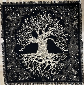 Handmade Cotton Table Cover Spiritual Root Tree Life Printed Floral Pattern Square <b>Altar</b> <b>Cloth</b> Witchcraft By Indian Consigners - Product Image 6