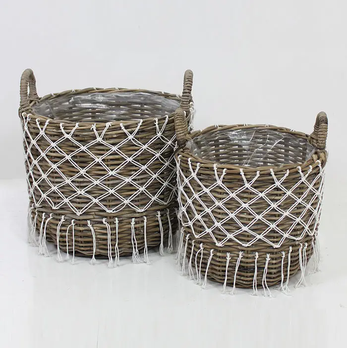 Round Rattan Basket Set/2 With Nett