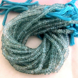 Perles de cristal bleu aigue-marine à facettes Rondelles brins 8 "taille de perle 5-6mm brin de pierres précieuses - Product Image 1