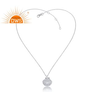 Collar con Colgante de Plata de Ley 925 de Alta Calidad con Diseño de Concha para Mujer, Fabricante de Joyería de Plata - Product Image 2