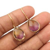 Nuevo Lanzamiento: Anillo Delicado de Plata de Ley con Turmalina Bicolor y Cuarzo Hidro, Chapado en Oro de 18k, Hecho a Mano, Resistente al Agua, con Bisel Facetado