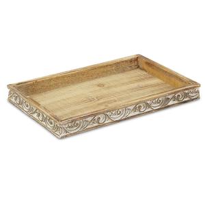 Plateau de service en bois fantaisie de luxe meilleure vente plateau de service décoratif plat de service en bois fait à la main indien élégant classique - Product Image 3