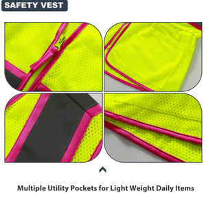 Débardeur de sécurité réfléchissant à poches multiples, couleurs fluorescentes, haute visibilité, bandes réfléchissantes - Product Image 5
