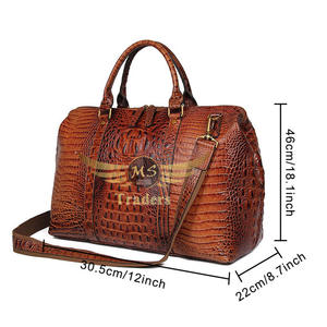 Sac de voyage Weekender en cuir véritable pour transporter différents accessoires 2023 New Style Women Crocodile Grain Pattern Duffle Bag - Product Image 2