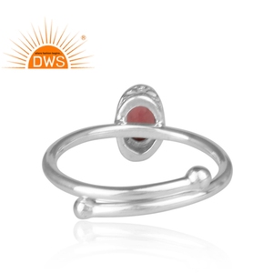 Bague couronne ovale en argent Sterling 925 pour femme, bijoux ajustable en pierre précieuse, grenat, vente en gros - Product Image 4
