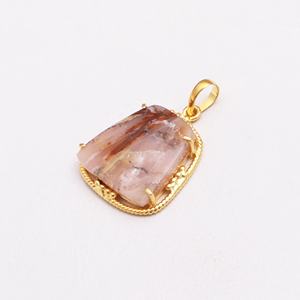 Ensemble de pierres précieuses plaqué or opale rose bijoux pierres précieuses élégantes femmes pendentif résultats d'artisanat concepteur faisant des bijoux - Product Image 1