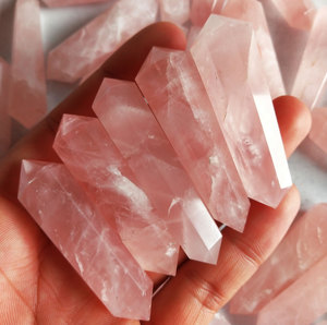 Pointe de quartz rose à double terminaison, pierre précieuse naturelle, cristal Golden Healer, pierre brute, fournisseur en gros, article cadeau - Product Image 5