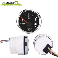 Jauge 52 mm en acier inoxydable avec lunette, cadran noir, étanche, antirouille, lentille convexe, affichage LED blanc 12-24V pour carburant