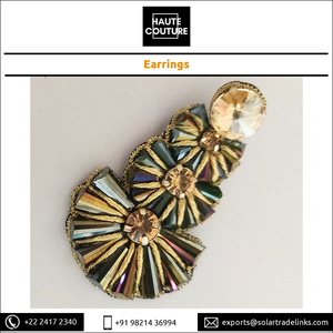 Factory Direct Supply OEM Custom Brand Hand Embroidered Handmade <b>Rainbow</b> Topaz Cone Crystal Stones <b>Drop</b> Earrings - Product Image 5