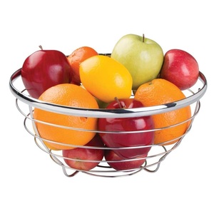 Panier de Conteneur de Fruits en Métal de Fil Arrondi Accueil Restauration Utilisation Table à Manger Décor Centres de Table Finition Brillante Panier de Fruits - Product Image 1