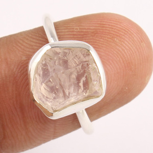 Nguyên Rose Quartz Pha Lê Bạc Sterling 925 Đẹp Birthstone Nhẫn Tự Nhiên Uncut Đá Quý Một Trong Những Loại Nhẫn Trang Sức - Product Image 2