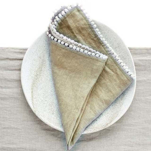 Serviettes de table modernes 100% lin, cousues à la machine, couleur beige, logo client personnalisé, 60x60cm, fibre résistante, teinture unie, pour la maison - Product Image 2