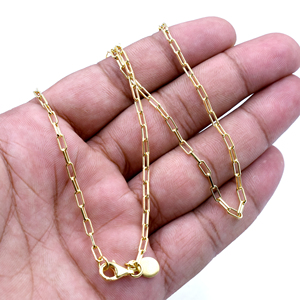 Collier en argent sterling plaqué or avec fermoir à homard de 18 pouces - Chaîne en forme de trombone - Cadeau de mariage - Product Image 3