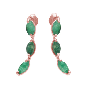 Genuine Marquise Emerald <b>Stud</b> <b>Earrings</b> Handmade <b>Earring</b> Solid 925 Sterling Silver <b>Fine</b> Fashion Jewelry Casa De Plata - Product Image 3