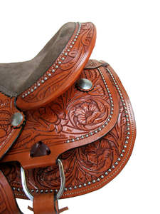 Barril de cuero prémium para carreras, conjunto de sillín de caballo occidental, tachuelas (talla de asiento de 14 "-18"), disponible en varios colores y tamaños - Product Image 6