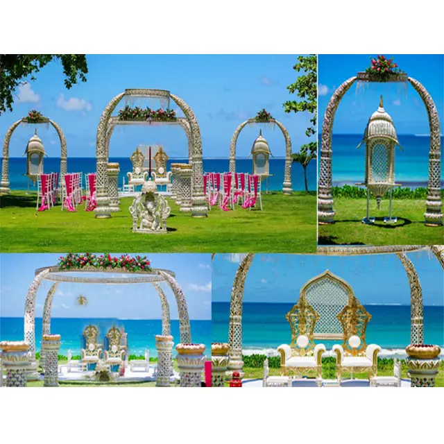 Magnifique mariage éléphant défense Mandap Miami plage en plein air mariage éléphant Mandap fidji élégant en plein air thème mariage Mandap