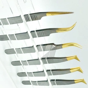 Pince à épiler d'extension de cils en acier inoxydable japonais enduit de gris de haute qualité pointu Logo personnalisé poignée durable professionnelle - Product Image 3