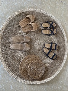 Alfombra de Paja - Tapete de Baño de Pasto Marino - Alfombra de Paja Tejida de Ratán para Dormitorio, Diámetro Máximo 90 cm (- WA+899 GOLD DATA) - Product Image 2