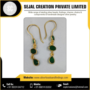 Venta mundial de pendientes de piedras preciosas de Plata de Ley 925 a la moda chapados en oro de 24 quilates al por mayor pendientes de tuerca de oro de Dubái - Product Image 5