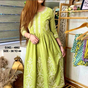 Kurtis señoras algodón Reyon mujeres Anarkali último diseño de moda listo para usar precio bajo con Dupatta Jackate vestido indio venta al por mayor Apparelgarment - Product Image 1
