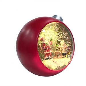 Linterna Navideña <span class=keywords><strong>de</strong></span> Papá Noel <span class=keywords><strong>de</strong></span> Poliresina Giratoria Musical con Agua Brillante Roja que Funciona con Pilas, Hecha a Medida para Niños - Product Image 4