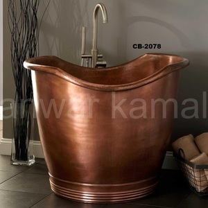 Baignoire de trempage en cuivre, ronde, confortable et élégant, autoportante - Product Image 2