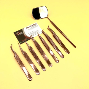 Pince à épiler d'extension de cils en acier inoxydable durable japonais à poignée de diamant en or rose chaque pince à épiler ASB pointe pointue testée à la main - Product Image 3