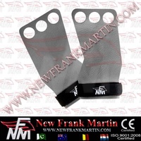 NFM Gants de musculation à trois doigts en cuir véritable pour CrossFit, WOD, gym, fitness, entraînement, protection des paumes, unisexe, rose, noir, cuir de vachette