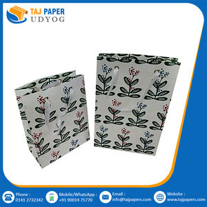 Sac à provisions de fantaisie fait à la main en papier kraft sac de transport de haute qualité conçu sur mesure sacs en papier imprimés floraux à poignée torsadée - Product Image 4