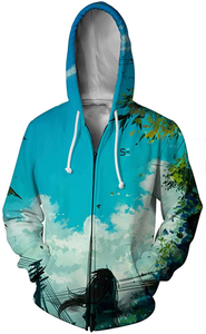 Sweat à capuche épaisse unisexe, en molleton de coton 100%, robuste, avec fermeture éclair, logo imprimé sur mesure, grande taille - Product Image 4