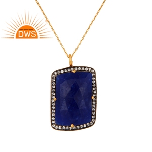 Collar con Colgante de Piedra Preciosa Aventurina Azul Natural, Chapado en Oro de 18k, Plata de Ley 925, Joyería de Moda para Mujer, Anillo de Compromiso - Product Image 1