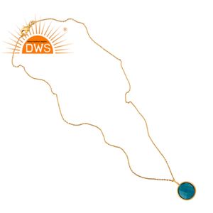 Collar con colgante chapado Collar con colgante de piedras preciosas Certificado Venta al por mayor Joyería de plata Oro Turquesa Bola de latón Linda natural - Product Image 2