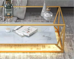 Table de thé rectangulaire en verre, 5 pièces, ensemble de partition, table de télévision - Product Image 2