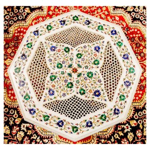 Antique White Marble Octagonal Coffee Table Top - Product Image 1