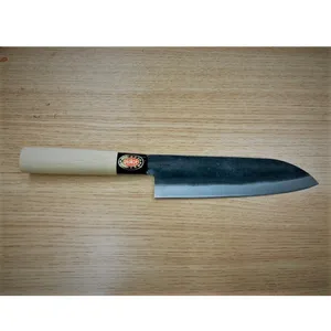 Aogami-cuchillo Santoku de acero japonés, accesorio de cocina con mango de madera tradicional hecha en Japón con caja