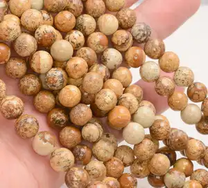 10mm Natural Picture Jasper Smooth Round Wholesale Gemstones Beads Strand from Manufacturer Online at Dealer Price AAA Quality