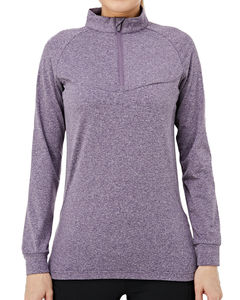 Womens Long Sleeve Sportswear Zip Pullover Tops Yoga Running Sports T-Shirts High Quality <b>Material</b> with Custom Printing Service - Product Image 2