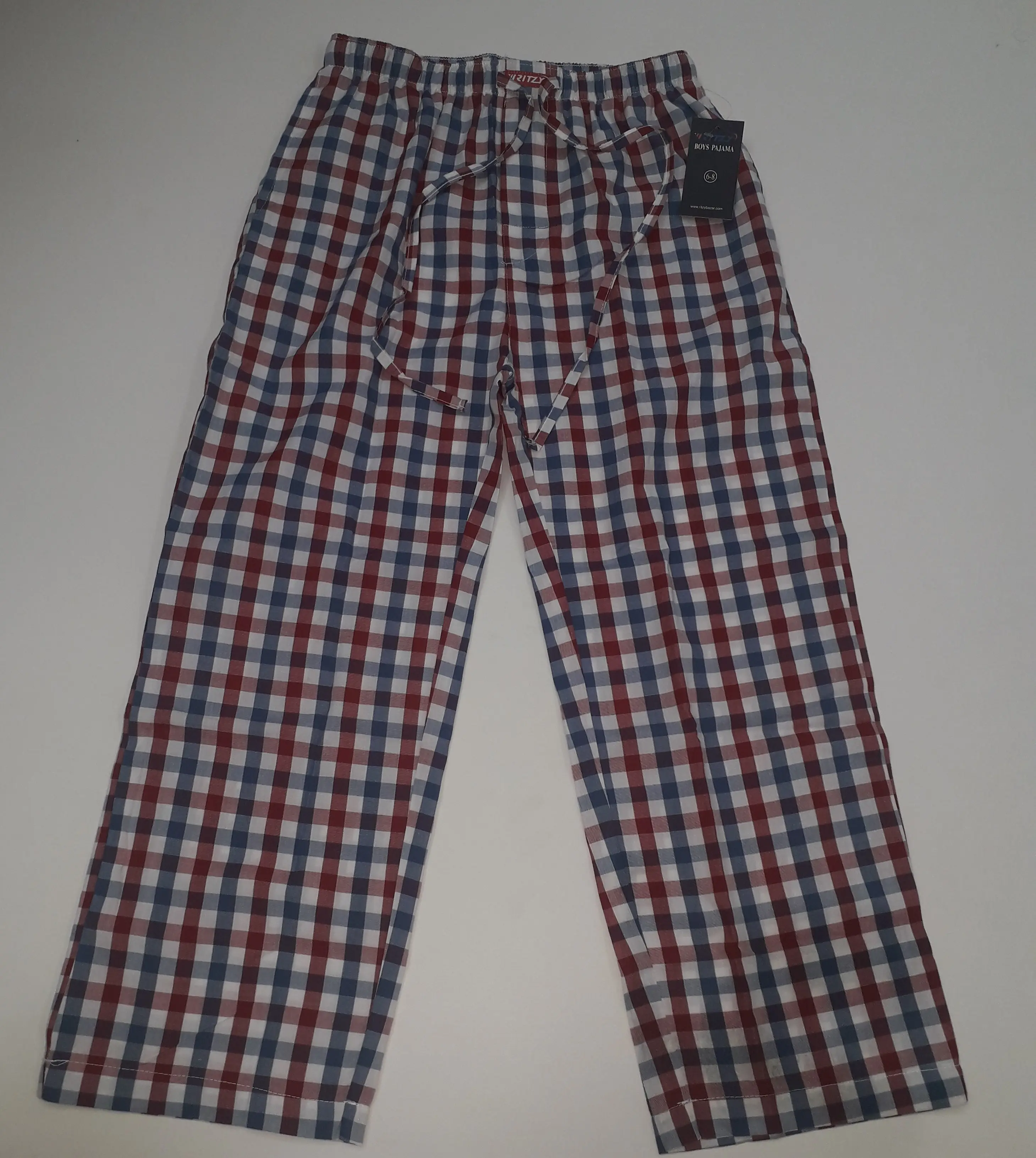 Made In Bangladesh OEM Boys Children Manufacturer Custom Design Pajama 100% Cotton Drawstring Long Woven Pajama Boys 4-14 Years