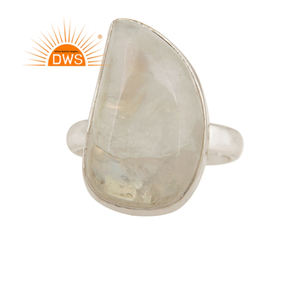 ชุด Bezel 925แหวนเงินสเตอร์ลิงเครื่องประดับพลอยขายส่งธรรมชาติสีรุ้งพลอยพลอยเครื่องประดับแหวนค๊อกเทล - Product Image 1