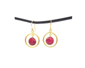 ชุดเครื่องประดับอัญมณีสีทับทิมธรรมชาติย้อมสีทองชุดต่างหูห่วงแฟชั่นของขวัญเครื่องประดับที่ดีที่สุดสำหรับคุณแม่พี่สาว - Product Image 6