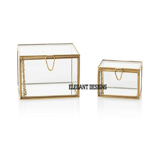 ชุดกล่องเครื่องประดับโลหะทอง2ชิ้นดีไซน์คลาสสิกของตกแต่งบ้านทำด้วยมือชุบทอง - Product Image 2