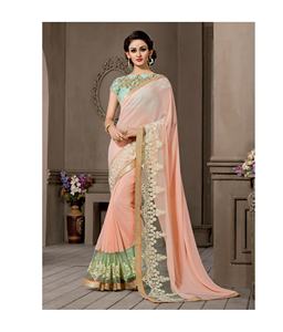 Self Designed Party wear Saree brodé en soie de créateur avec pièce de chemisier alphanumero - Product Image 1