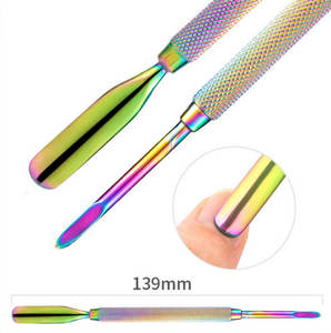 Empujador de Cutículas de Acero Inoxidable Triangular de Doble Uso con Mango Texturizado, Raspador de Cutículas para Eliminar Esmalte de Uñas en Gel - Product Image 3