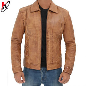 Veste de moto pour homme en cuir véritable, col montant, imperméable, respirante, écologique, hiver, avec fermetures éclair - Product Image 2